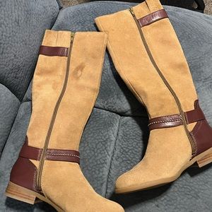 Alex Marie Camel and Mahogany Moto Boots